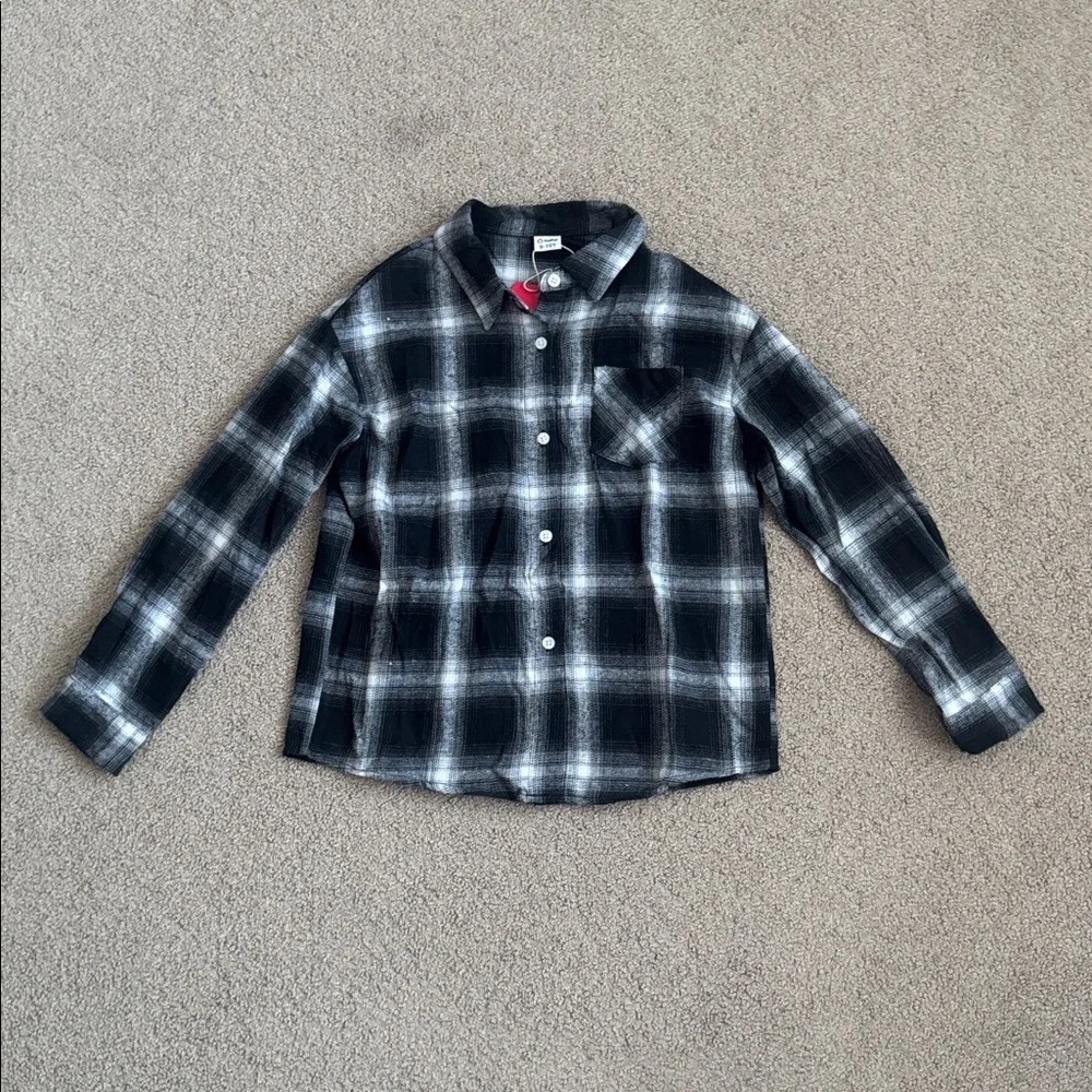 179 NWT‎ PatPat Kids Plaid Long Sleeve Button Front Flannel  Shirt - Size: 9-10Y